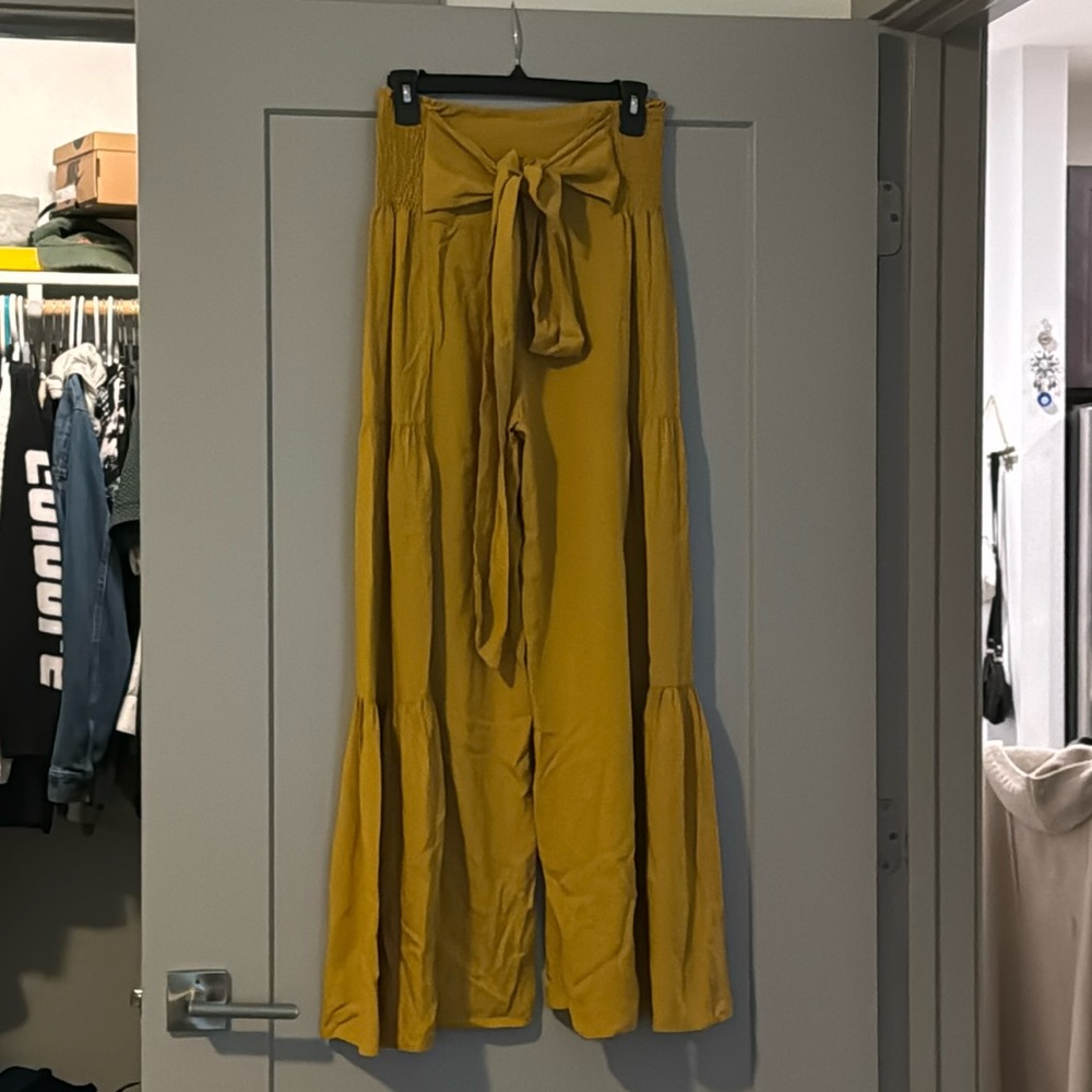 Flared Yellow Flowy Pants
